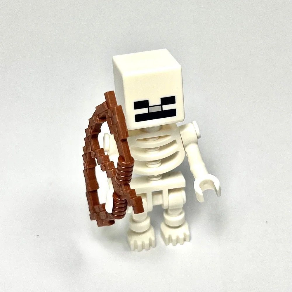 LEGO Minecraft Skeleton Minifigure with Brown Bow Weapon Accessory min011 - Picture 2 of 7